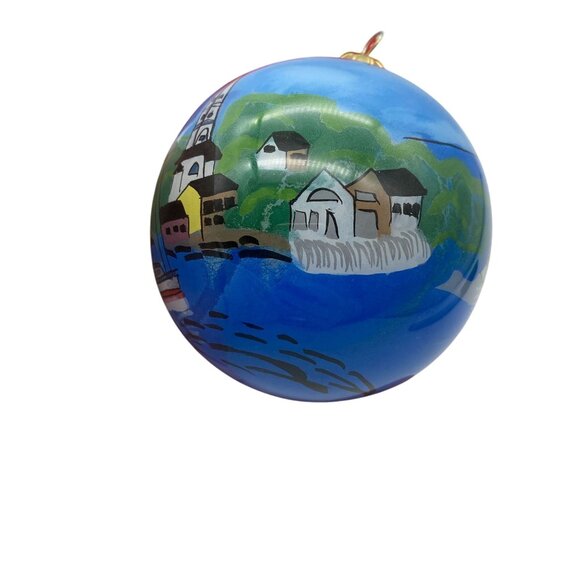 Li Bien Seaside Nautical Glass Christmas ornament Seaside town Maine Boston - Picture 5 of 12